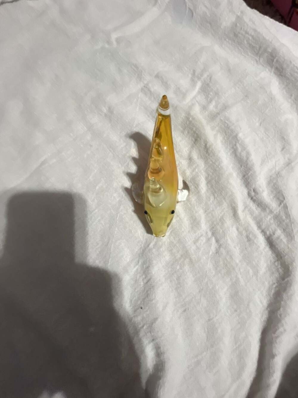 Art Glass Fish Hand Piece Amber Yellow Figurine